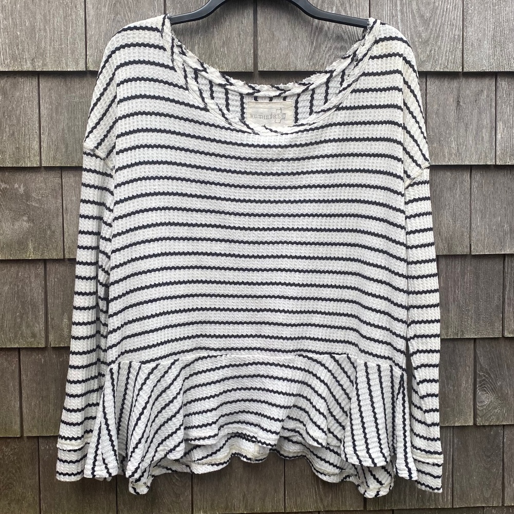 Free People We The Free Striped Peplum Top Sz M